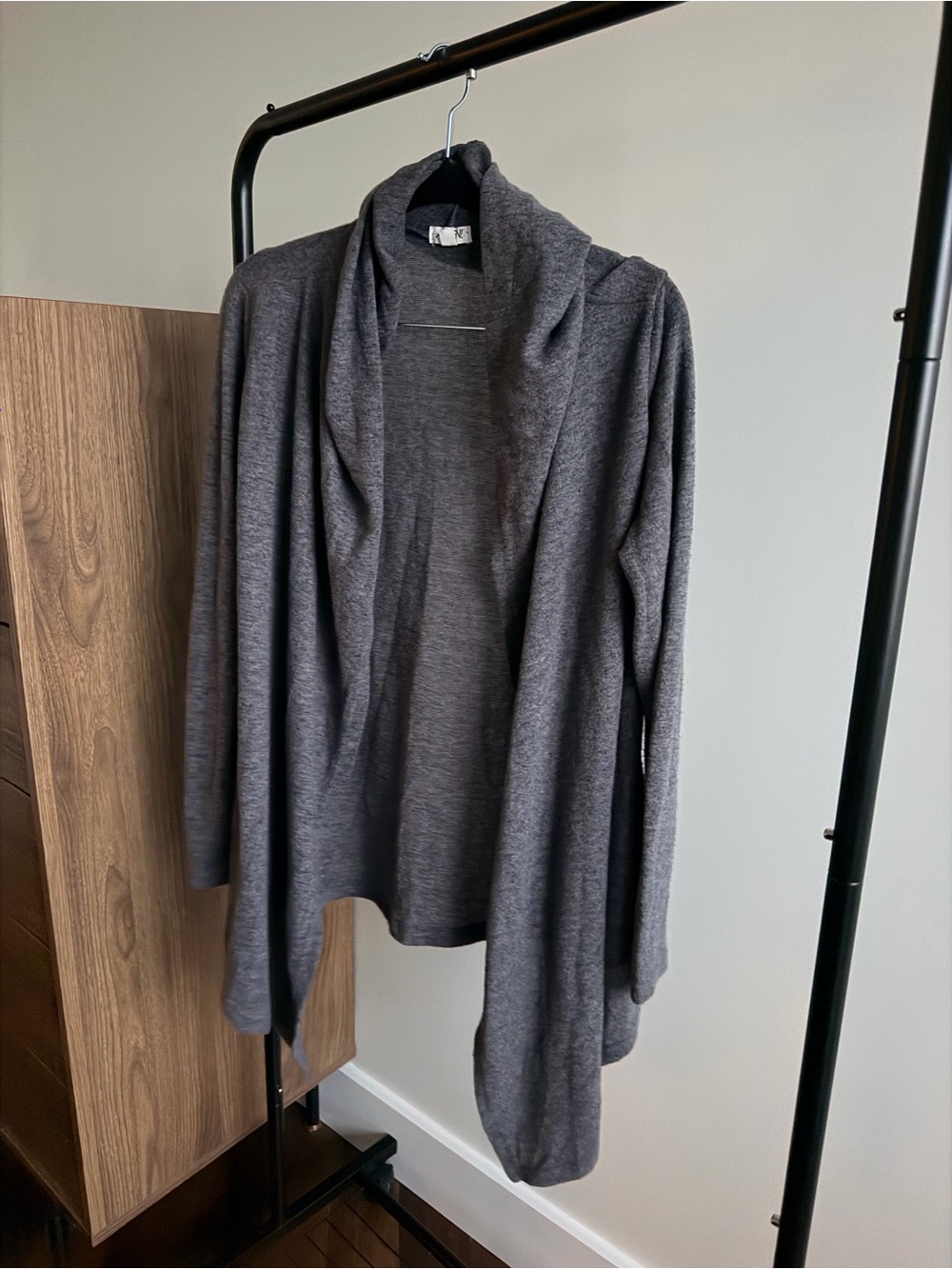 Ardene Grey Open-Front Cardigan with Hood Size M